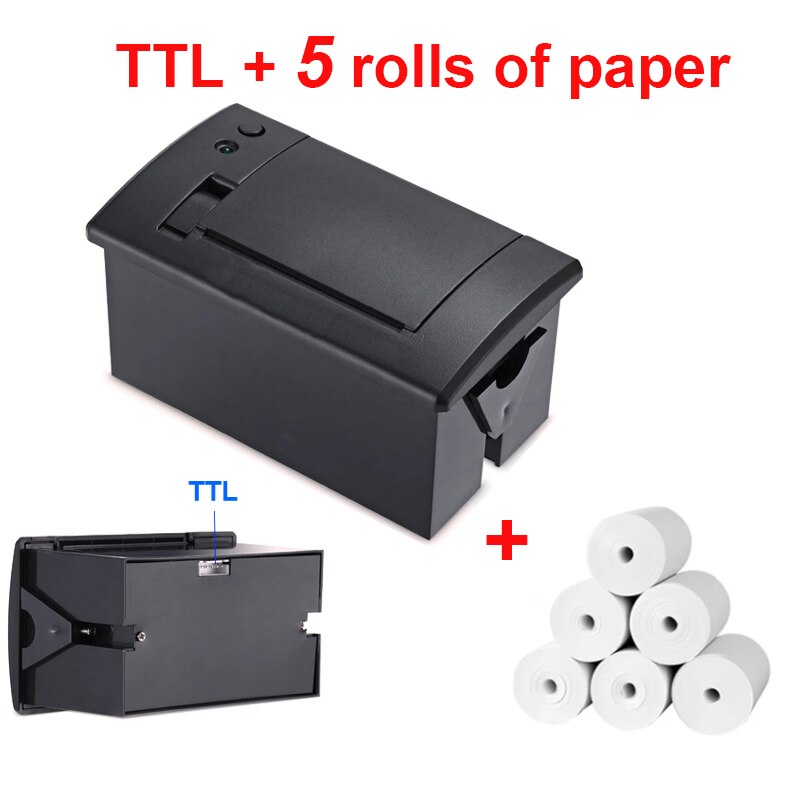 mini 58mm termiczna terminal POS biletów wbudowany drukarki maszyna yazici Impressora Termica TTL RS232 dla Arduino z systemem android 5-9v 2A: TTL 5 papier