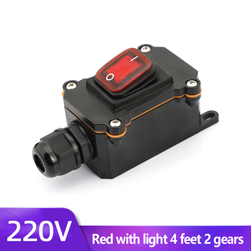 Inline Power Cord 110V-220V 12V-24V Marine Rocker Switch On Off Waterproof IP67 Junction Box 20A High Current Connector Outdoor: Beige