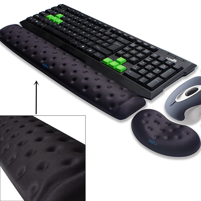 Almofada da almofada do apoio do descanso do pulso do rato & do teclado da ergonomia da espuma da memória de brila para o trabalho de escritório e o jogo de computador, alívio da dor do pulso