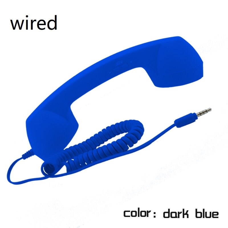 Wireless Retro Telefonhörer und Draht Strahlung-beweis Hörer Empfänger Kopfhörer für ein handy mit komfortable anruf: wired dark blue