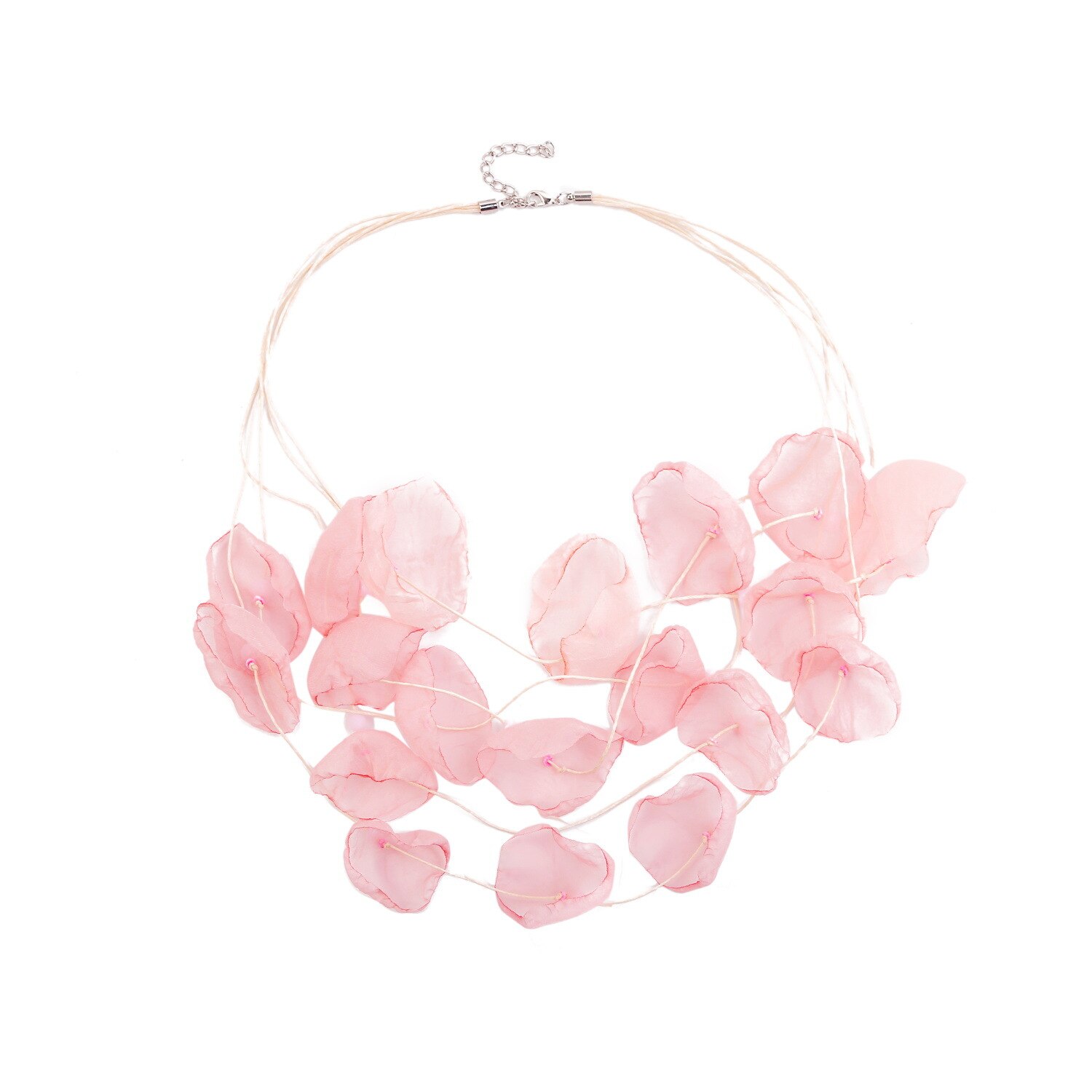 Collier multicouche en dentelle de style bohémien pour femmes, pétales de rose à larges franges, accessoires de bijoux élégants, d'été: 5