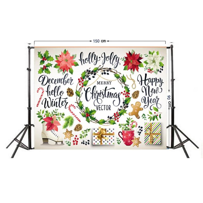 0.9 x 1.5m kerstachtergronddoek, fotodoek, realistisch/cartoon feestfotostudiostof, decoratie-accessoires