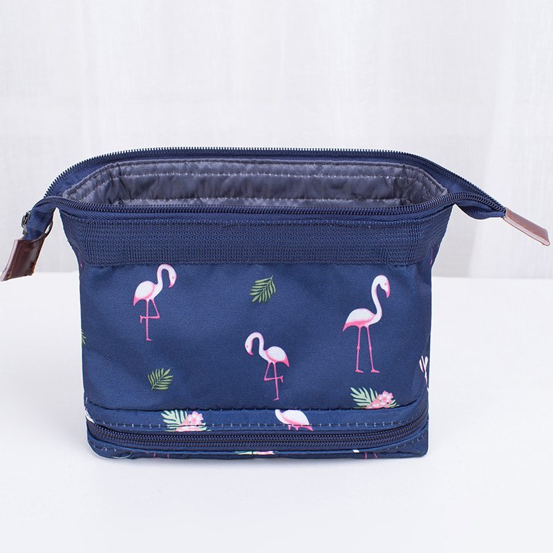 Dubbele Laag Flamingo Cosmetische Tas Vrouwen Make Up Bag Travel Hoge Capaciteit Make Toilettas Kits Necessaire functionele tas