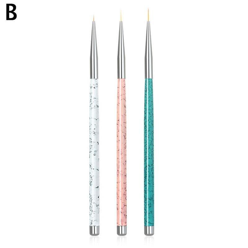 3pcs/set Sequins Nail Drawing Pen Nail Art Acrylic French Painting Brush Flower Stripes Lines Diy Manicure Tool Paint Pen: Army Green
