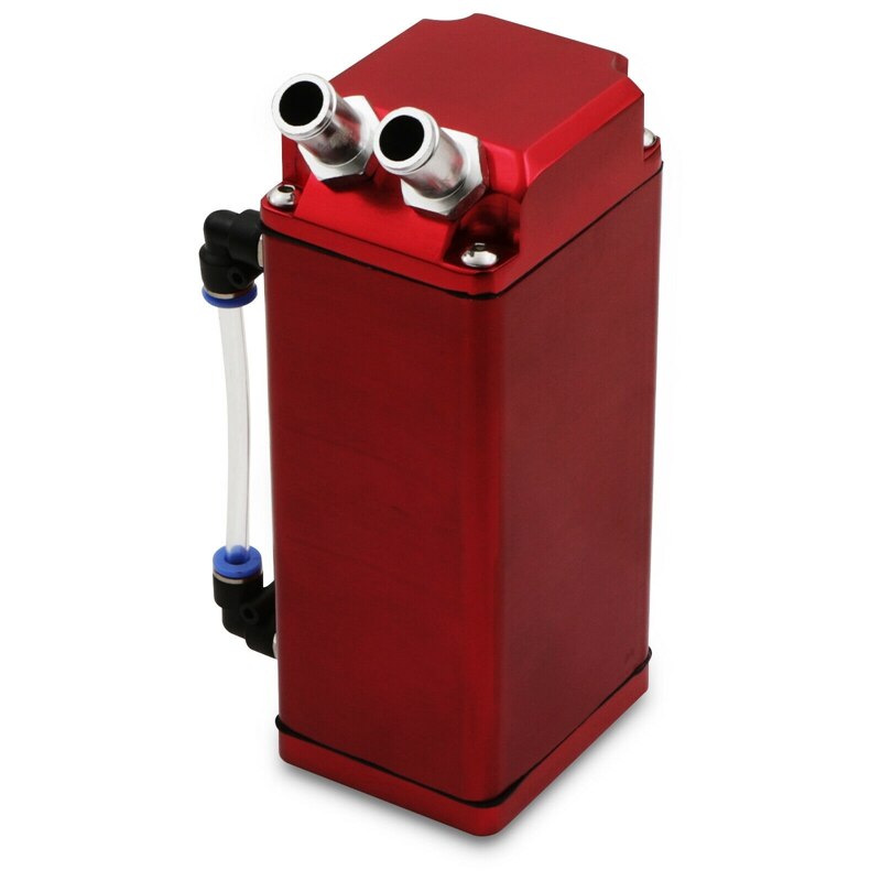Universal Aluminium Alloy Red Square Race Engine Oil Catch Tank Breather Can Kit