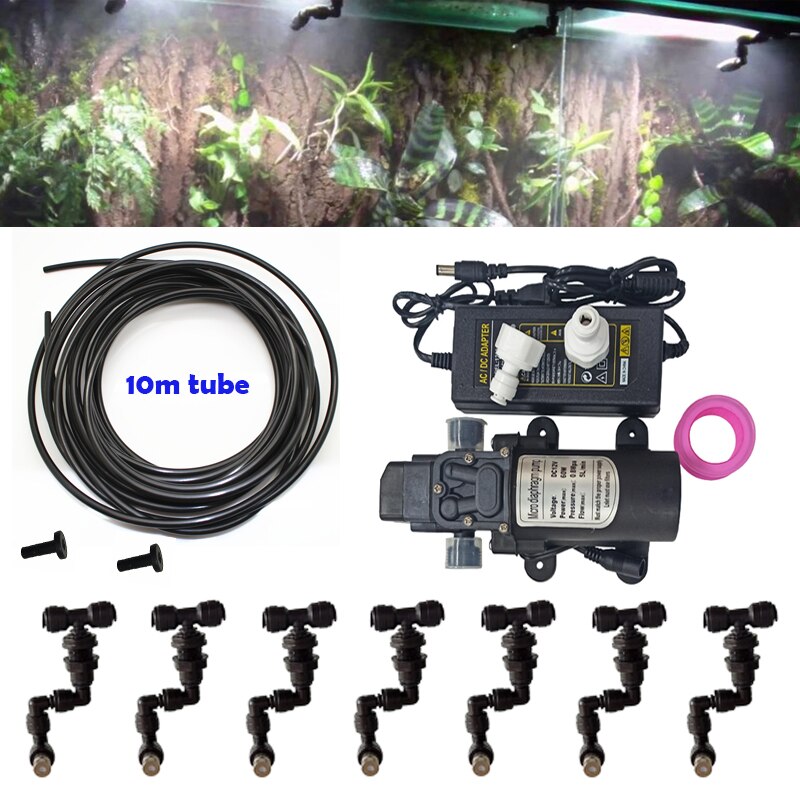 Aspersor de niebla para Reptiles tanque de selva tropical ajustable, sistema de refrigeración para mascotas acuáticas, para acuarios y Reptiles, 360: one set black