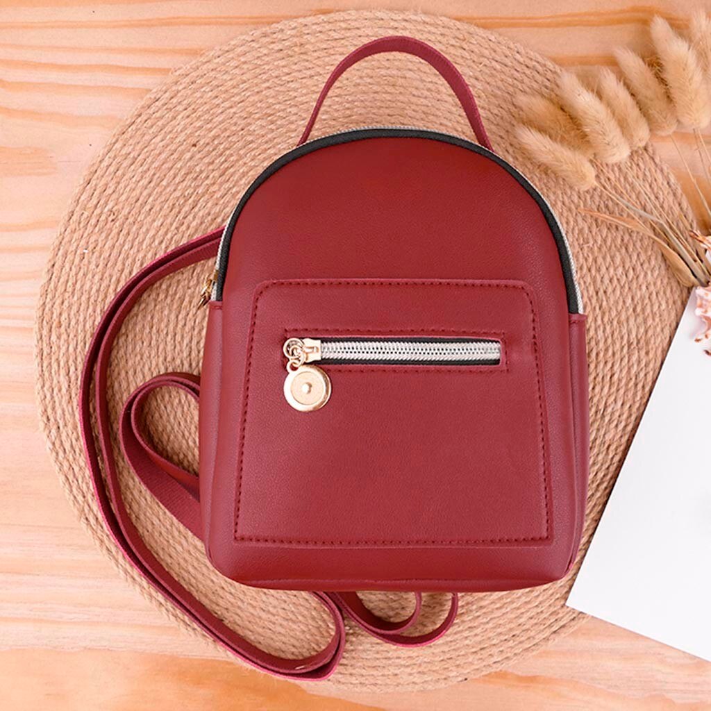 Transer petit sac à dos femmes Pu cuir école sac à bandoulière adolescent sac à dos étudiant sac voyage sac à dos femmes Mochilas Mujer #: Red