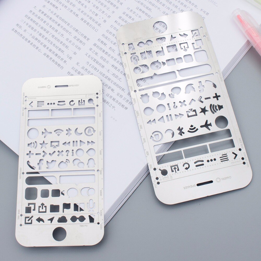 BZNVN Office pattern template w41al hollow w51 Cute Metal Bookmark Drawing Ruler