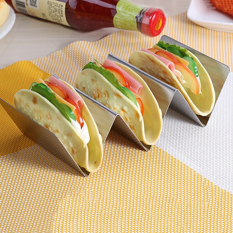 Wave Vorm Rvs Taco Holder Display Houders Keuken Voedsel Rack Mexicaanse Pannenkoek Stand Biscuit Stand: 3