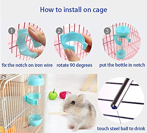 Small Animal Water Bottles 2 in 1 Free Standing Bottle Cage Hanging Water Dispenser Suitable for Hamsters Bunny