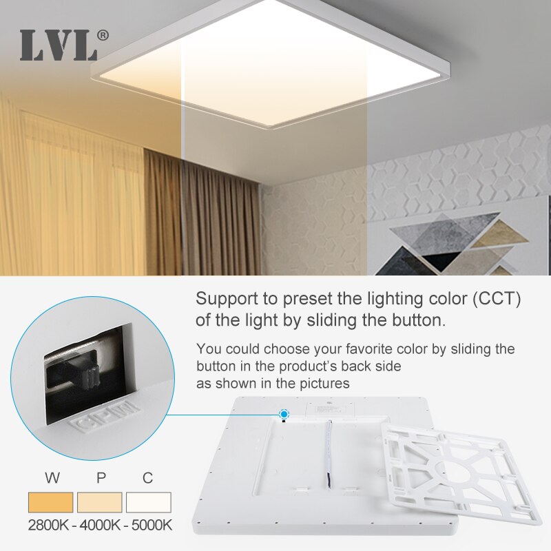 Led Square Panel Light 24W 220V 2800K 4000K 5000K For Living Kitchen Bedroom Bathroom Indoor Home Lighting Panel Lamps