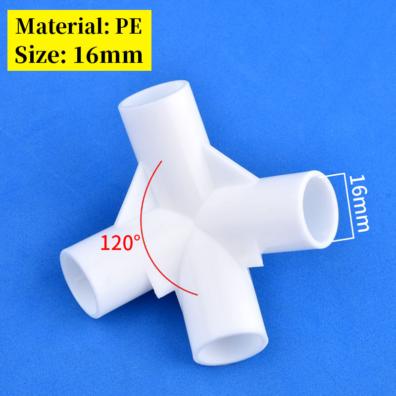 2/5/10Pcs 16mm White Straight Tee Elbow Connector 90 120 135 Degree Three-Dimensional 3-way 4-way Joint DIY Tent Fixed Fittings: black / 1''