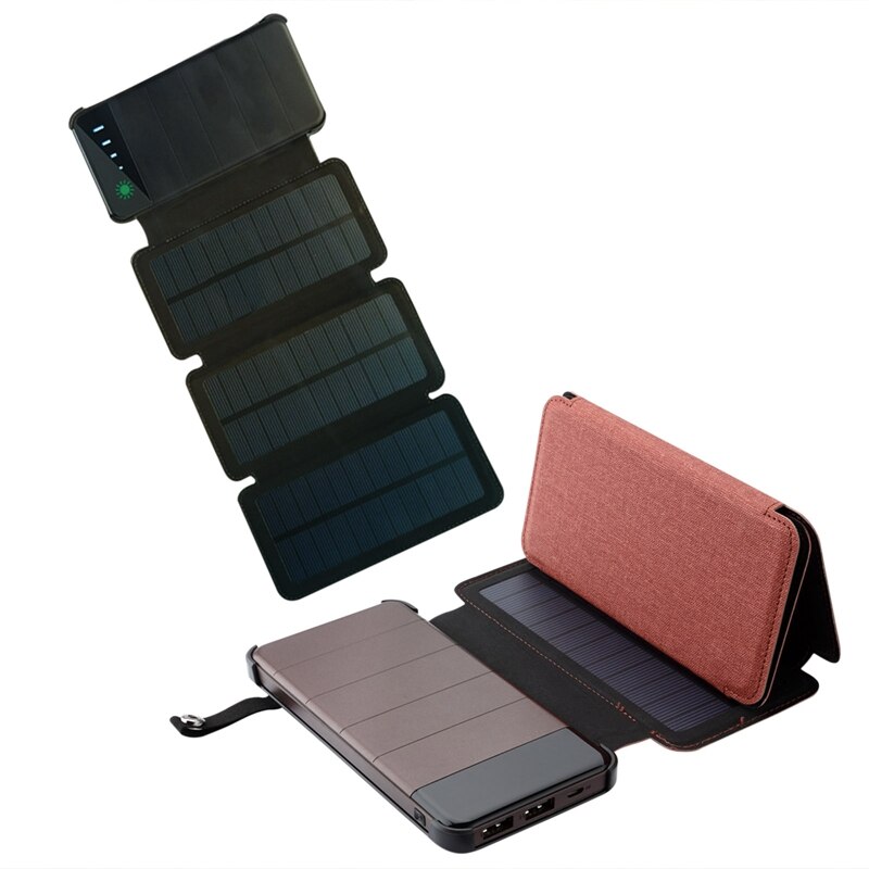 Outdoor Portable Folding Foldable Waterproof Solar Panel Charger Mobile Power Bank 10000mAh Dual USB Port for Cellphone Battery