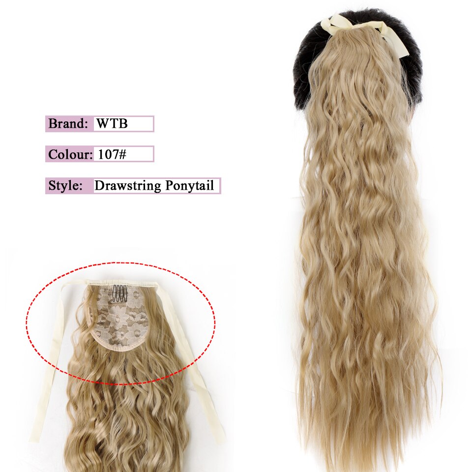 WTB-coletas rizadas cortas sintéticas para mujer, coletas onduladas con cordón resistente al calor, color negro y marrón: T1/35