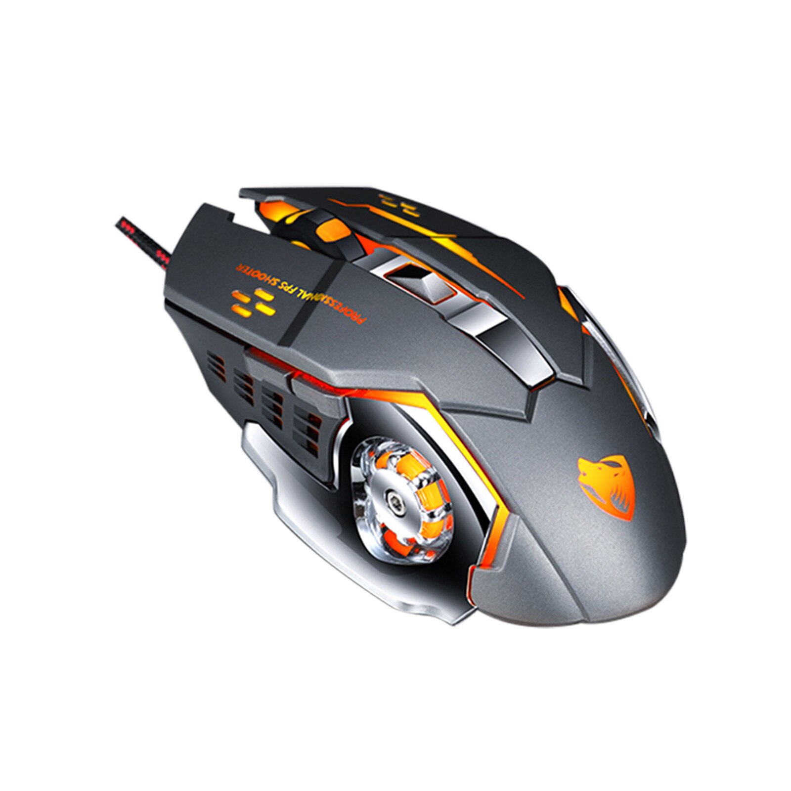 Wired Gaming Mouse 6 Button 3200DPI LED Optical USB Computer Mouse: Orange 