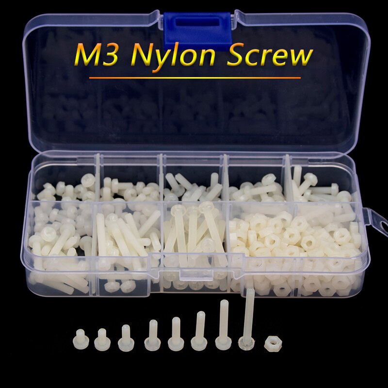 320 stücke M3 Nylon Phillips Schraube Schrauben Hex Muttern Scheiben Set Weiß Kunststoff Schrauben Sortiment Kit