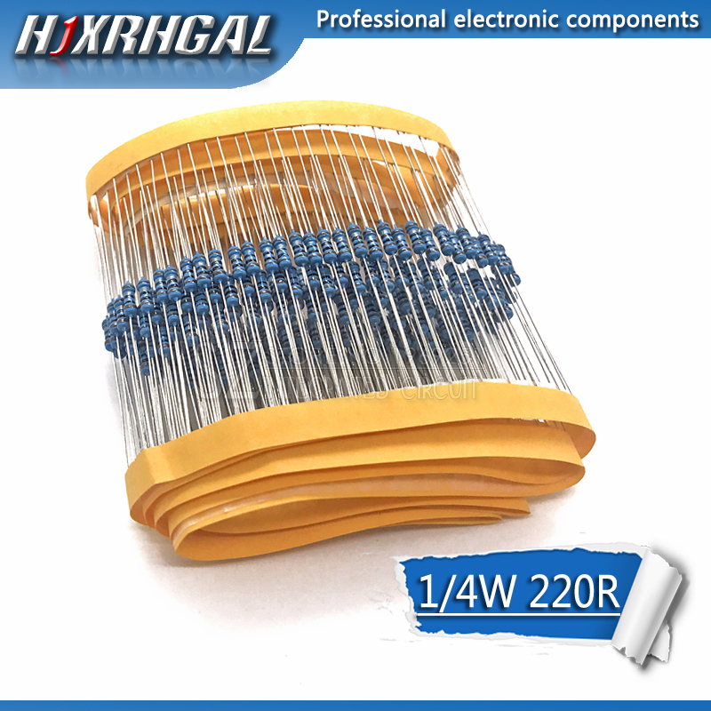 100PCS 220 ohm 220R 1/4W Metal film resistor 1% hjxrhgal