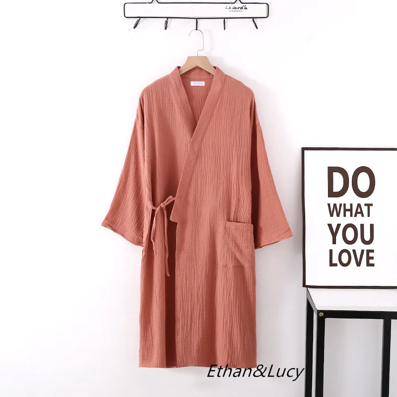 Løs plus size kvinders hjemmetøj natkjole til efteråret morgenkåber til kvinder flerfarvede lange ærmer kimono bomuldsbadekåber