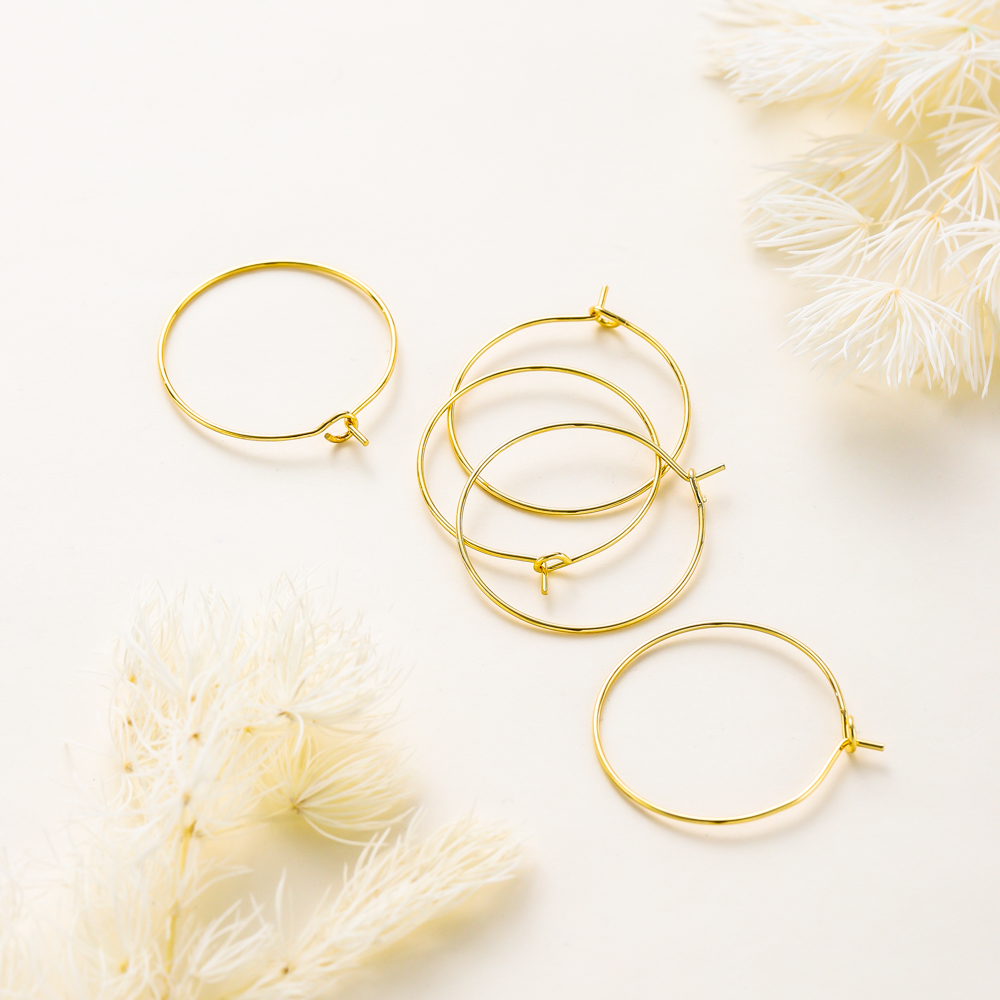 10 unids/lote 15mm 20mm 25mm 14K 18K oro pendientes grandes aros de alambre círculo oreja bucle para hacer joyería DIY accesorios de decoración de pendientes