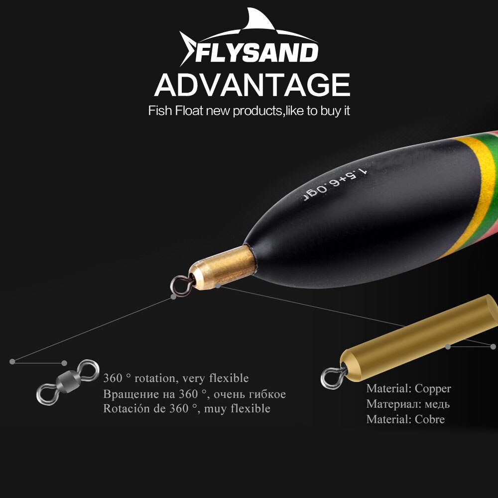FLYSAND Kit de Bobber de pêche Durable haute sensibilité flotteurs de pêche en bois de Balsa multi-usages appâts d'alimentation pour poisson attirail 5 tailles ensemble