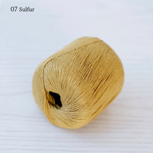 Qzlknit 50g/ nystan vår/sommar babygarn kammad hud affinitet 4 trådar av tencel/linne blandat garn gör det själv virkade skor/kjol etc: 07 svavel