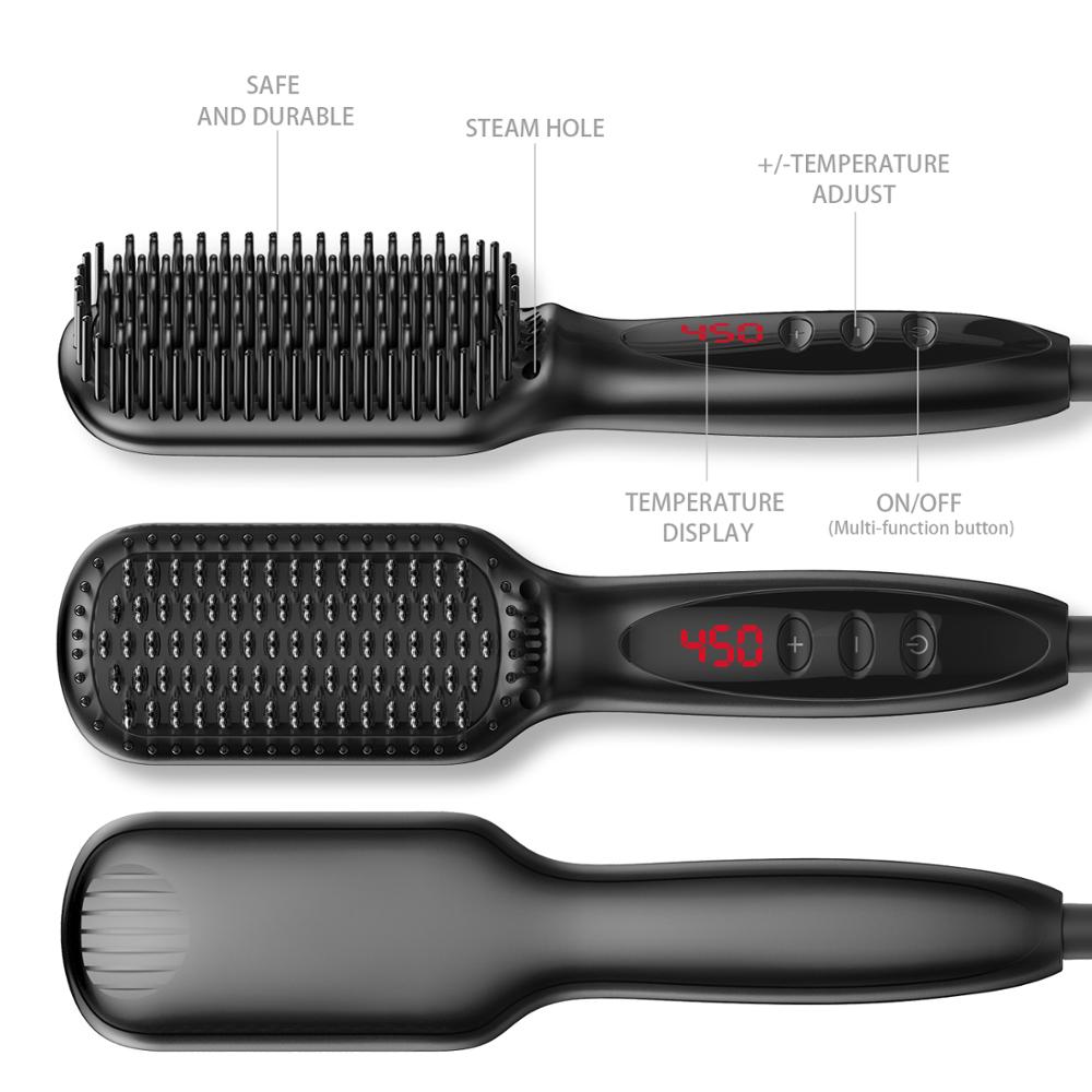 Beard Hair Straightener Comb Durable Electric Straight Hair Comb Brush LCD Heated Ceramic Hair Straightening Brush