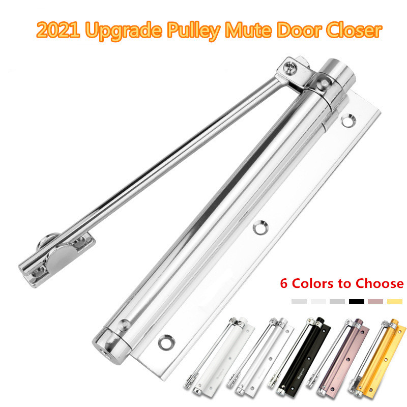 Aluminum Alloy Upgrade Pulley Mute Door Closer Adjustable Force Automatic Door Closing Device Smooth Silent use for Types Doors
