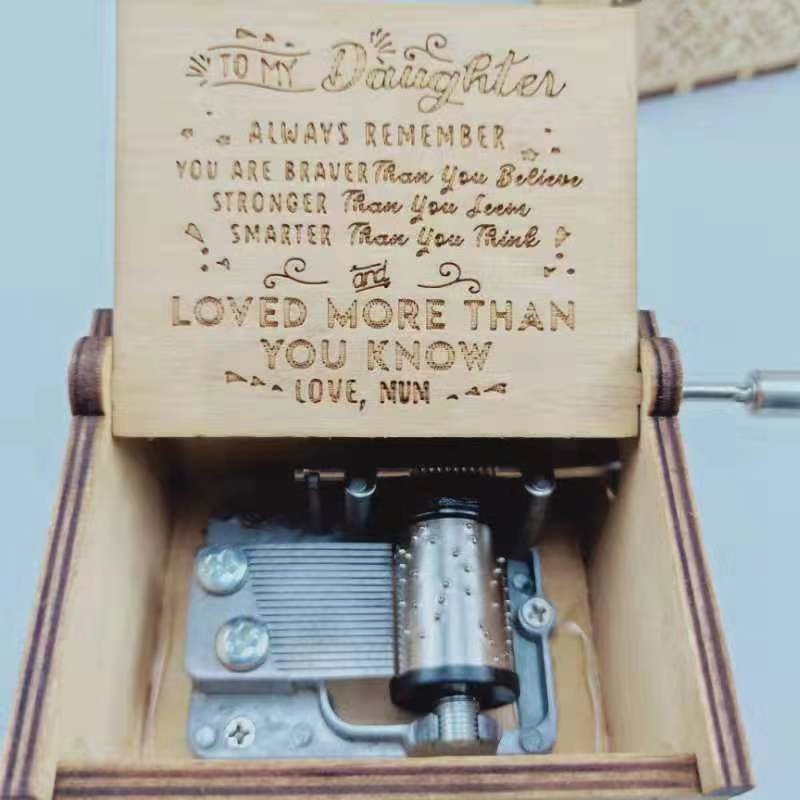 Engraved Wooden Music Box-You Are My Sunshine -Hand Cranked Wood Music Box Christmas To Mom Daughter