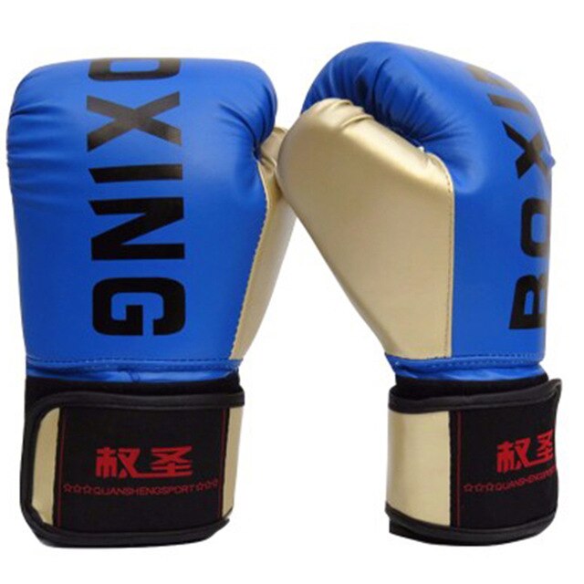Child Adults Boxing Gloves Pro Training Fighting Gloves Muay Thai Sparring Punching Kickboxing Breathable PU Boxing Gloves: Adult Blue