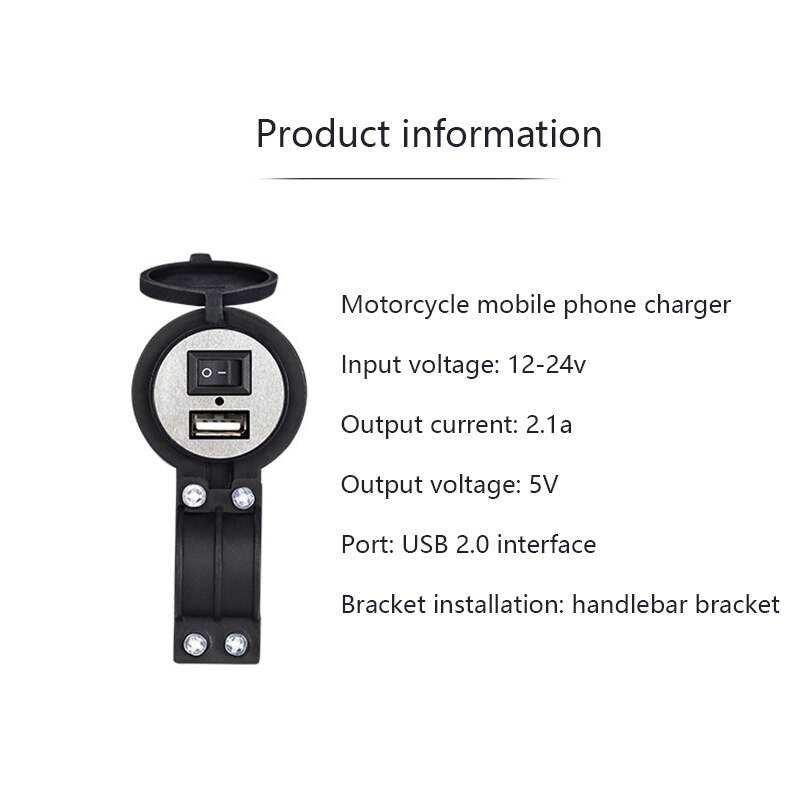 Motorcycle USB Charger USB Car ChargerDC 12V with Switch Socket Plug USB 2.0 Adapter Motorbike Phone Charger Waterproof