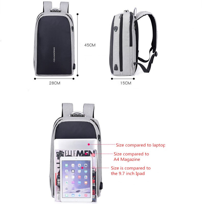 hoch-kapazität Laptop Rucksack USB Ladung Anti Diebstahl Rucksack Männer Reise Rucksack Wasserdicht Schule Tasche Männlichen Mochila