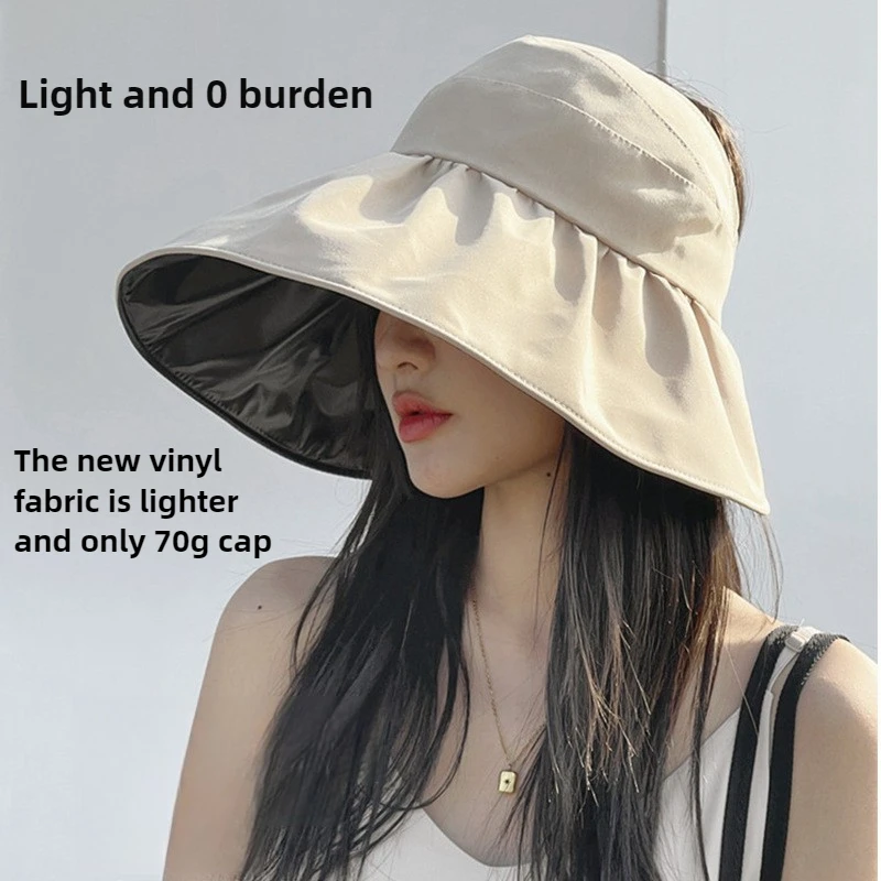 1 pz estate vuoto superiore a tesa larga pieghevole cappello da sole per le donne protezione solare anti UV cappello a secchiello femminile escursionismo all'aperto pesca spiaggia berretti