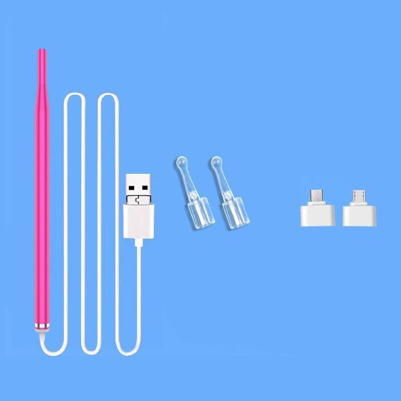 Le cérumen Retrait LED Otoscope Oreille Nettoyage D'endoscope Cuillère Mini Caméra Oreille Sélecteur De Retrait De Cire D'oreille M2: pink
