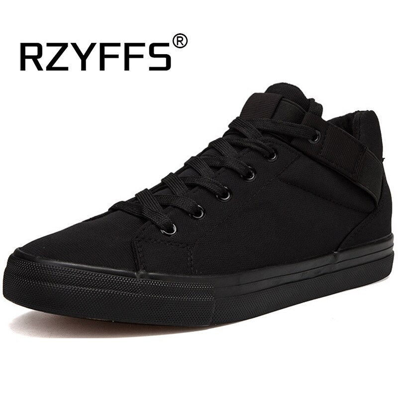 Heren lichte ademende canvas casual schoenen volledig zwart wit hoge top effen kleur sneakers flats canvas schoenen  b025