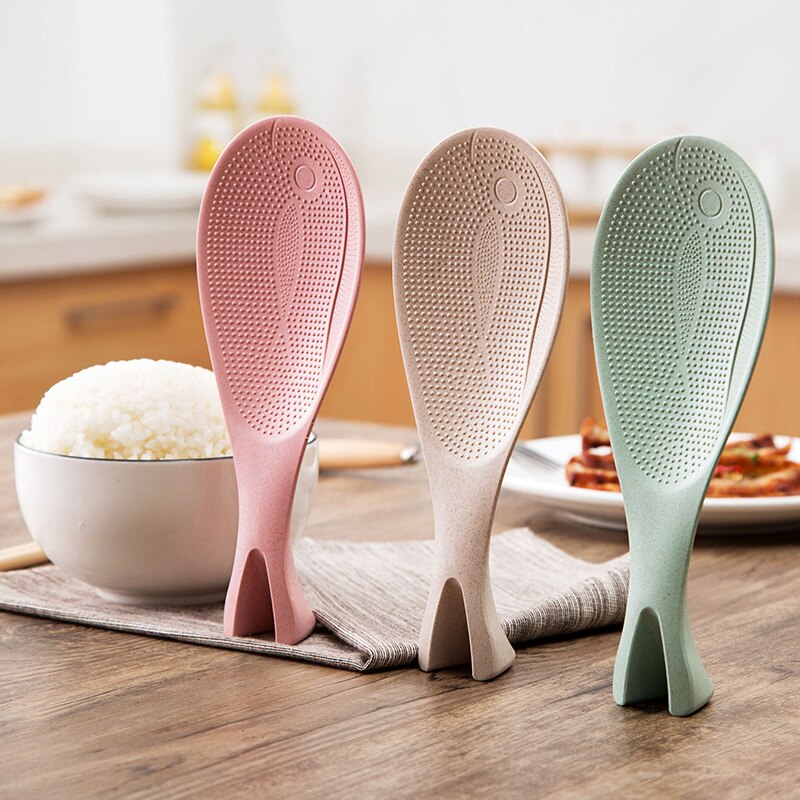 Soporte con forma de pescado, pala para arroz con mango de cuchara de arroz, pala para arroz, accesorios de cocina, accesorios de decoración del hogar, utensilios de cocina