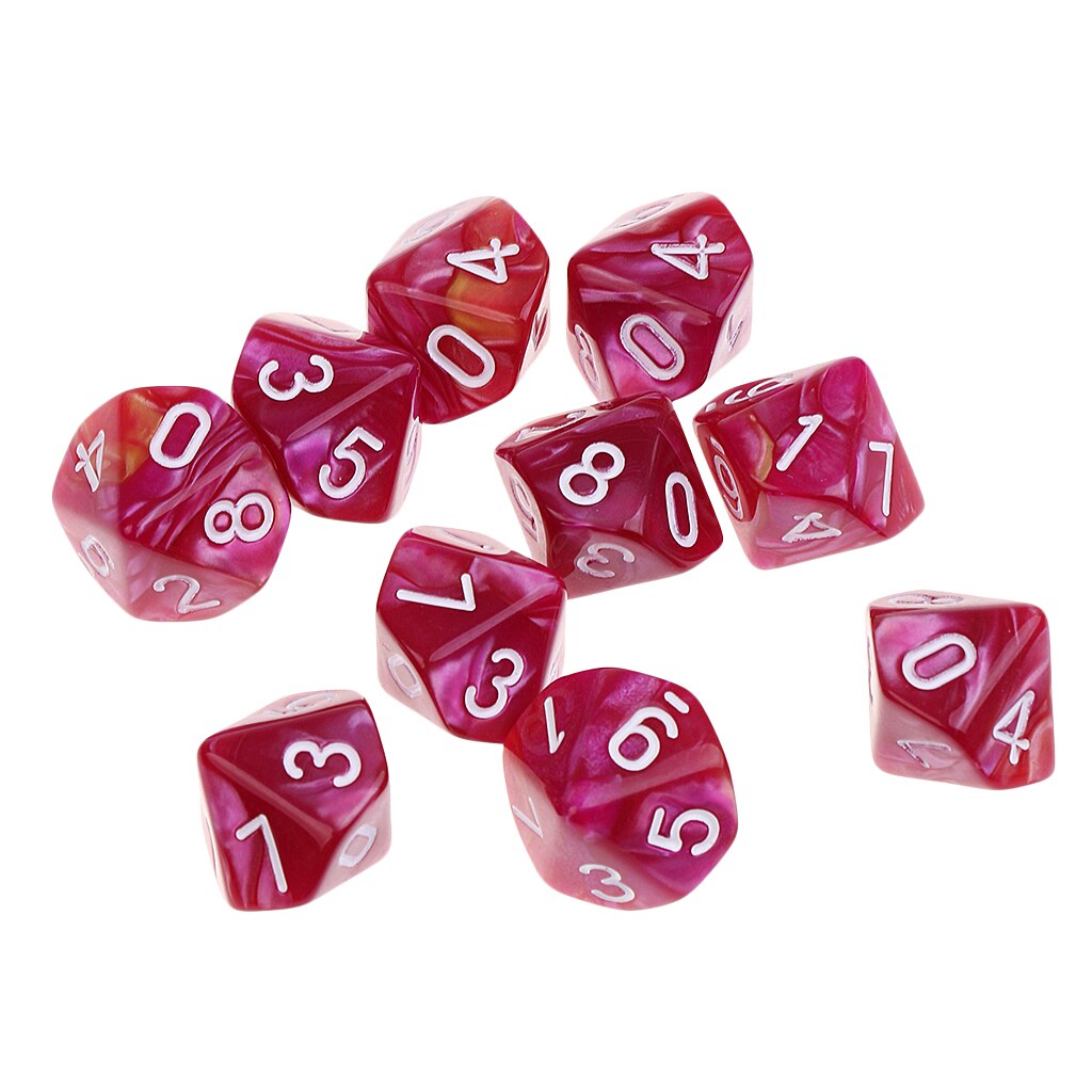 10pcs 10 Sided Dice D10 Polyhedral Dice for Education or school supplies: Purple Red