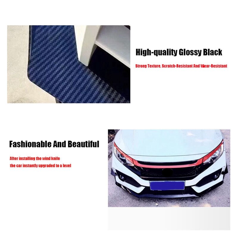 Lame de pare-choc avant de voiture, lame de séparation à Air longue, Kit de carrosserie automobile, aileron de voiture pour Honda Civic 10TH type-r – 4 pièces