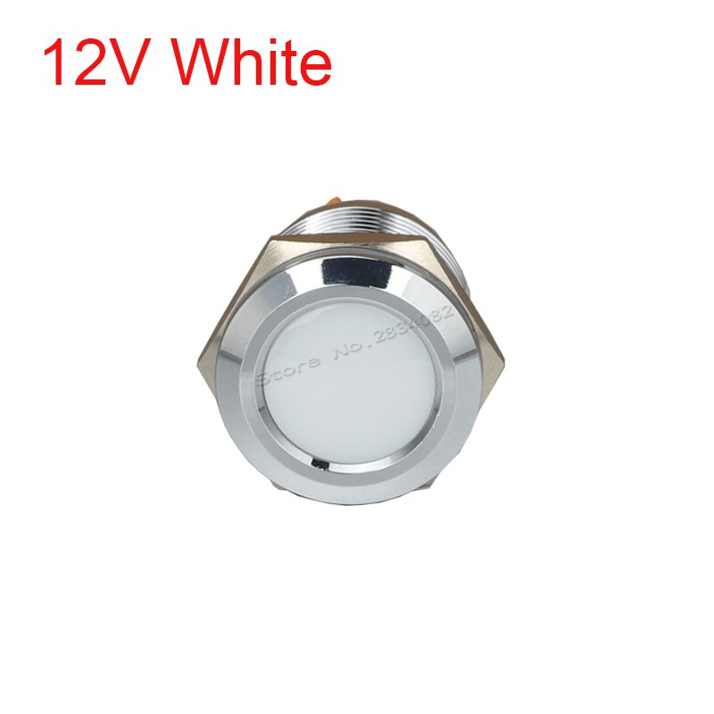 19mm Metal Indicator light LED Signal Lamp Warning light Car Boat Pilot Panel Signal Light 6V 12V 24V 220V 110V RGBYW Waterproof: 12v White