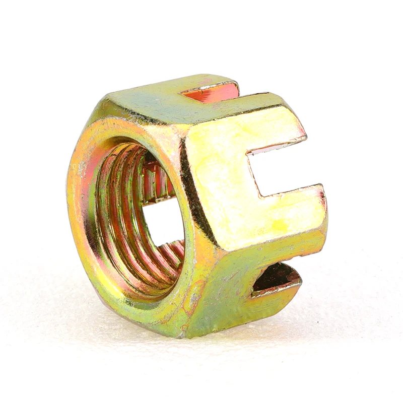 2pcs/lot Connecting Rod Wheel Axle Hub Slotted Castle Nut Groove Hexagon Nut M10/M12/M14/M16/M20