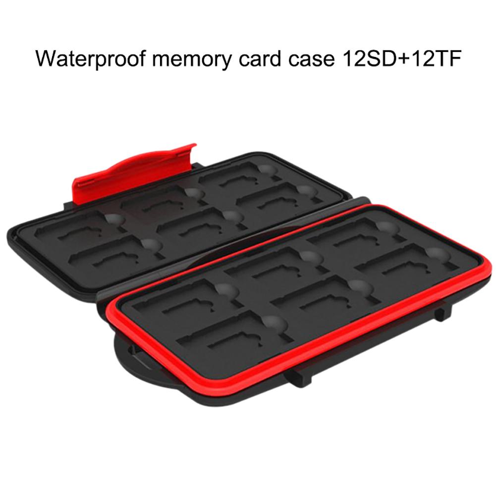 Waterdichte Memory Card Case Geïntegreerde Schokbestendig 2SD 12TF Grote Capaciteit Opbergdoos Geel Rood