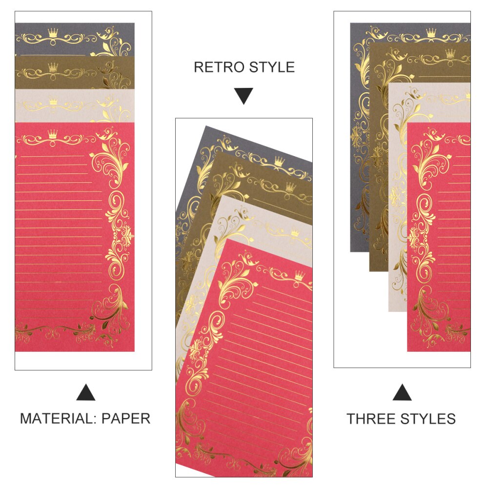 4 Sets Printed Durable Stamping Note Paper Writing Paper Letter Paper Stationery Paper for Men Children Women