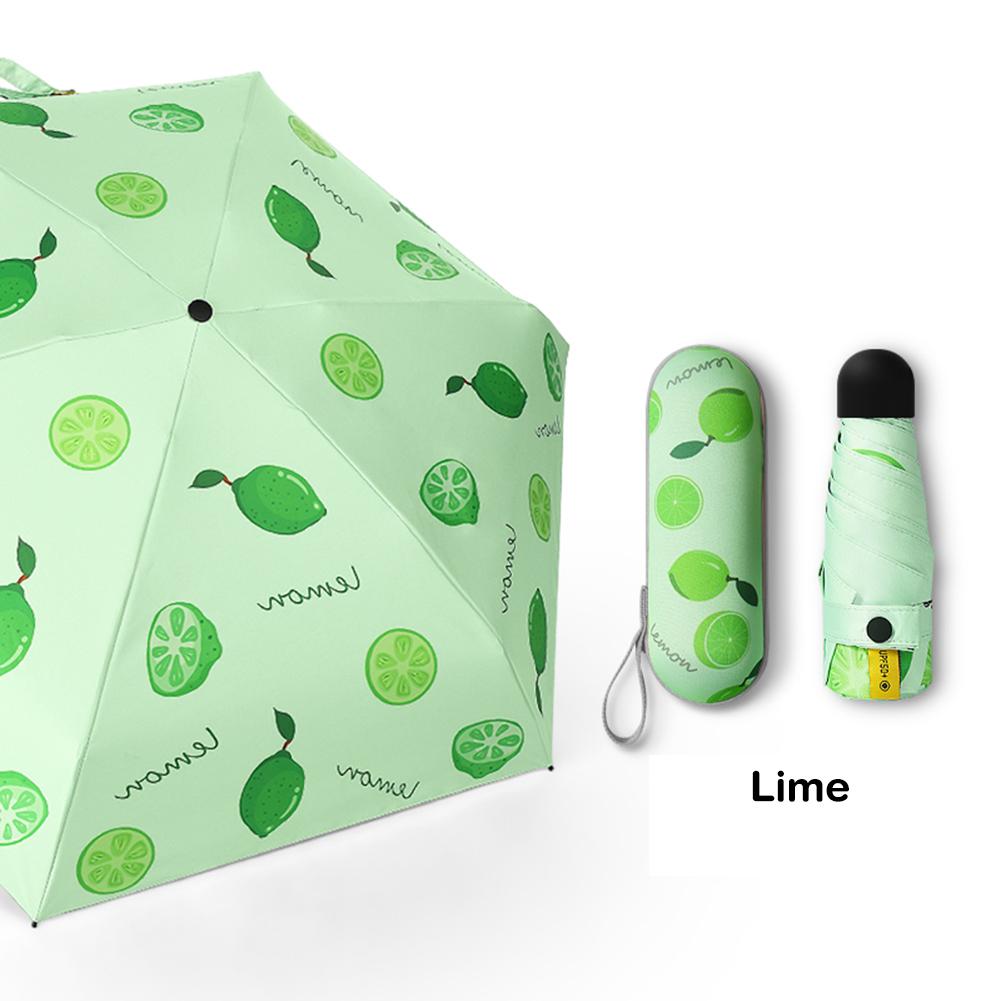 Mini paraguas plegable de vinilo para mujer, sombrilla de bolsillo Anti-UV, portátil, con caja de almacenamiento, 5 pliegues: Rojo