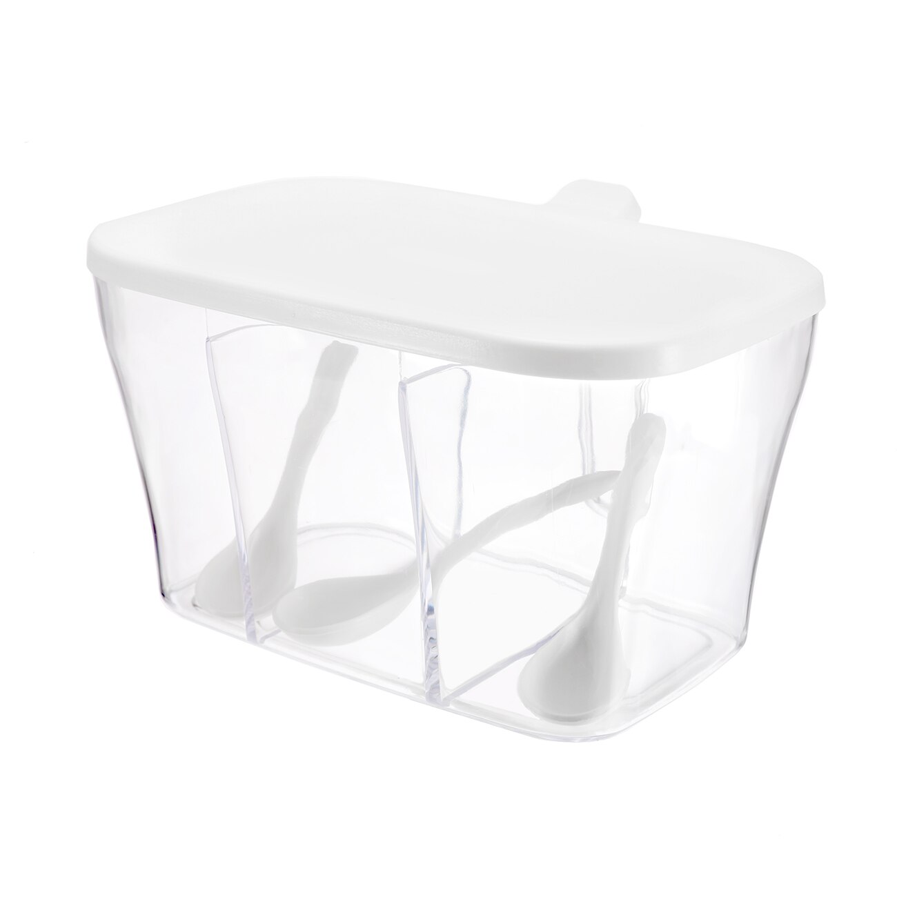 Kitchen Spice Jar Seasoning Box Spice Rack Spice Storage Bottle with Spoon Jars Transparent PP Salt Pepper Spice Sugar Box Tool: white