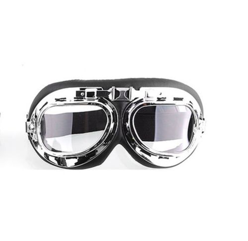 Vintage Aviator Goggles Ski Snowboard Schaatsen Sneeuwscooter Anti-Uv Zonnebril Retro Vliegende Pilot Jet Helm Bril Eyewear UV400: Clear