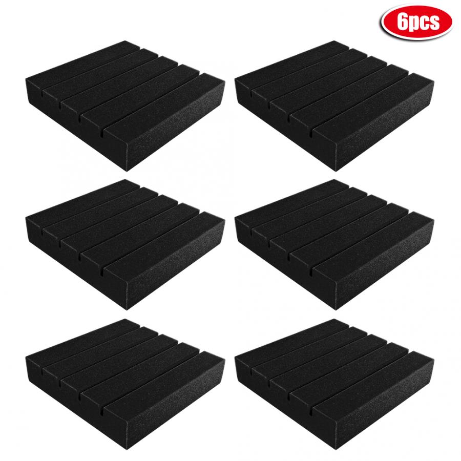6Pcs Soundproofing Foam Acoustic Panels Sponge Sound-Absorbing Foam for Piano Room Recording Studio: Black