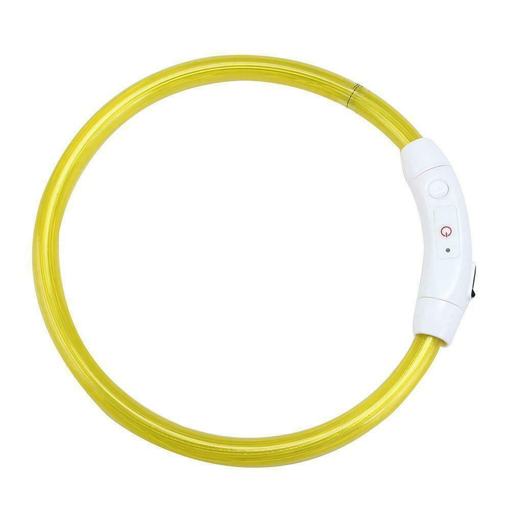 USB Rechargeable LED Dog Pet Collar Flashing Adjustable Safety Light Neck Chain H99F: M / Yellow