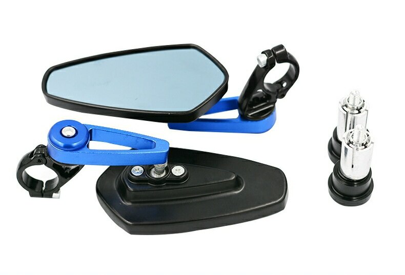 7/8" 22mm Bar End Rear Mirrors Motorcycle Accessories Motorbike Scooters Rearview Mirror Side View Mirrors Moto for Cafe Racer: Blue