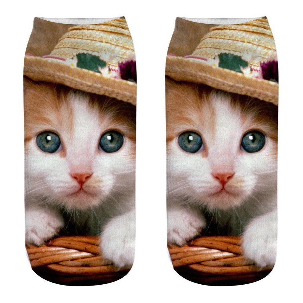 #30 Funny Socks Women Men 3d Novelty Crazy Funny Cat Ankle Socks Cute Colorful Cartoon Low Cut Socks Kobieta Skarpety: E