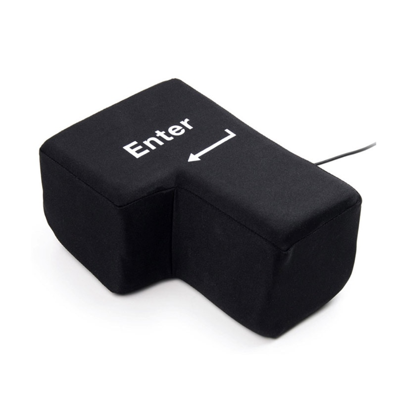 Black Super Big USB Enter Key with Soft Sponge Office Working Stress Relief Keyboard Desktop Hand Pillows Accessories