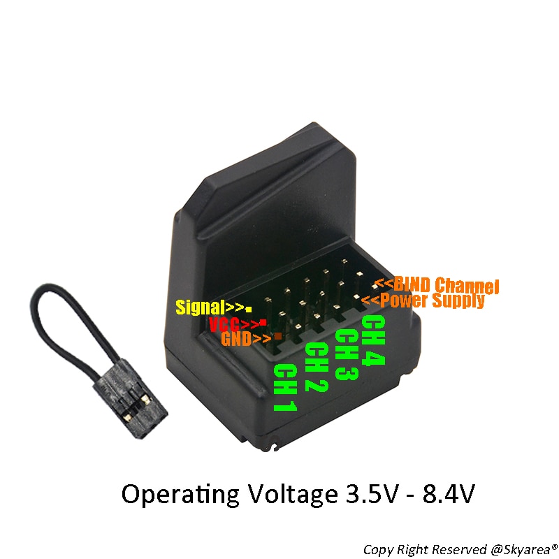 Mini 4 Channel Receiver Compatibe with Sanwa FH3 FH4 Surface Receiver For MT-4S/M12/M17/MT44